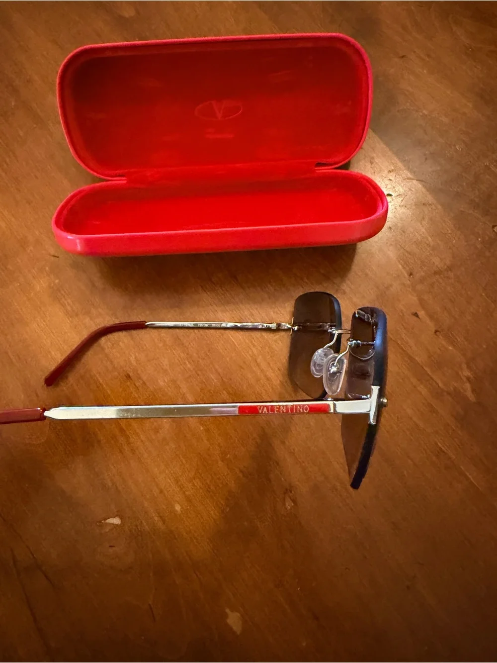 Valentino Rimless Sunglasses with Red Case